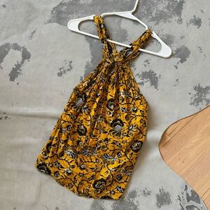 Isabel Marant Etoile yellow print blouse tank cotton halter neck